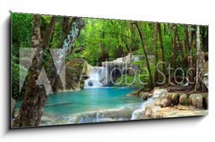 Sklenn obraz 1D panorama - 120 x 50 cm F_AB35935775 - Erawan Waterfall, Kanchanaburi, Thailand - Vodopd Erawan, Kanchanaburi, Thajsko
