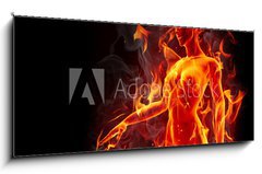 Obraz 1D panorama - 120 x 50 cm F_AB35991461 - Dancing fire girl