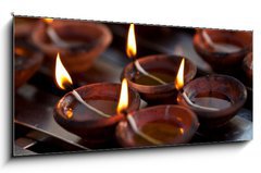 Sklenn obraz 1D panorama - 120 x 50 cm F_AB36476544 - Candles at Shwedagon Paya Pagoda in Yangon, Myanmar