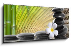 Obraz   spa stones,bamboo with frangipani, 120 x 50 cm