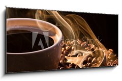 Sklenn obraz 1D panorama - 120 x 50 cm F_AB36840750 - Coffee, smoke and seeds