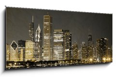 Sklenn obraz 1D panorama - 120 x 50 cm F_AB36872589 - Vintage Design: Chicago