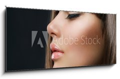 Obraz 1D panorama - 120 x 50 cm F_AB38898303 - Brown Hair. Beautiful Woman with Healthy Long Hair