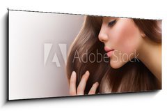 Obraz 1D panorama - 120 x 50 cm F_AB38900554 - Blond Hair. Beautiful Woman with Straight Long Hair