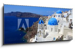 Sklenn obraz 1D - 120 x 50 cm F_AB39742197 - Santorin - Oia panorama