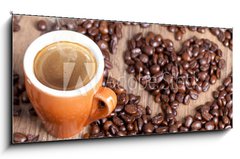 Skleněný obraz 1D panorama - 120 x 50 cm F_AB40374199 - Coffee love - Káva láska