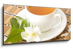 Skleněný obraz 1D panorama - 120 x 50 cm F_AB40756101 - Green jasmine tea - Zelený jasmínový čaj