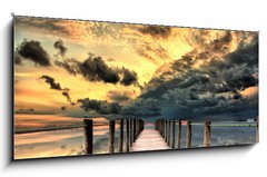 Skleněný obraz 1D panorama - 120 x 50 cm F_AB41381187 - sunset bridge - západ slunce