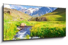 Sklenn obraz 1D panorama - 120 x 50 cm F_AB41700210 - River on meadow - eka na louce