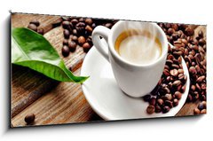 Obraz 1D panorama - 120 x 50 cm F_AB41883866 - Hot cup coffee