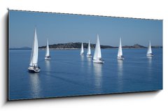 Sklenn obraz 1D panorama - 120 x 50 cm F_AB42307217 - Sailing race on Adriatic sea