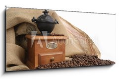 Obraz 1D panorama - 120 x 50 cm F_AB42602268 - Coffee and coffee grinder