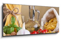 Sklenn obraz 1D panorama - 120 x 50 cm F_AB42799395 - Preparing pasta with specific ingredients - Pprava tstovin se specifickmi psadami