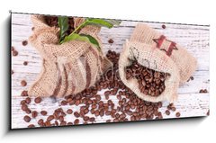 Obraz 1D panorama - 120 x 50 cm F_AB42808364 - Jutes ckchen voll mit Kaffee - Jutov sek pln kvy