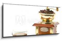 Obraz 1D panorama - 120 x 50 cm F_AB42870003 - Coffee grinder and little coffee cup