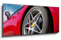 Skleněný obraz 1D panorama - 120 x 50 cm F_AB43527567 - red sports car - červené sportovní auto