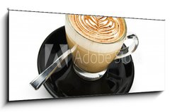 Obraz   cup of cappuccino with artistic cream decoration, 120 x 50 cm