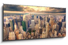 Sklenn obraz 1D panorama - 120 x 50 cm F_AB43838847 - Crpuscule sur New York.