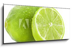 Obraz   Fresh lime and slice, Isolated on white background, 120 x 50 cm