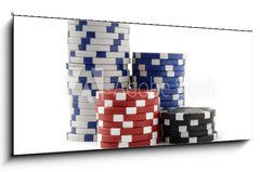 Sklenn obraz 1D panorama - 120 x 50 cm F_AB44008792 - Casino Chips, Poker Chips - Kasinov ipy, pokerov etony