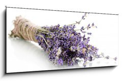 Obraz 1D panorama - 120 x 50 cm F_AB44291419 - Lavender flowers isolated on white
