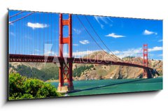 Skleněný obraz 1D - 120 x 50 cm F_AB45170753 - Golden gate bridge vivid day landscape, San Francisco - Zlatý hrad most živé denní krajina, San Francisco