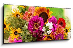 Sklenn obraz 1D panorama - 120 x 50 cm F_AB45383712 - Beautiful bouquet of bright flowers