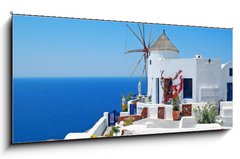 Obraz 1D - 120 x 50 cm F_AB46516740 - Traditional architecture of Oia village at Santorini island in G - Tradin architektura vesnice Oia na ostrov Santorini v G