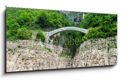 Obraz 1D panorama - 120 x 50 cm F_AB46777120 - Chinese view of the mountains and the bridge