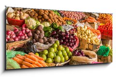 Skleněný obraz 1D panorama - 120 x 50 cm F_AB48482182 - Fruit and Vegetable Market - Ovocný a zeleninový trh