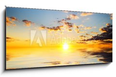 Skleněný obraz 1D panorama - 120 x 50 cm F_AB48898013 - Sky background and water reflection. - Pozadí oblohy a odraz vody.
