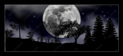 Skleněný obraz 1D panorama - 120 x 50 cm F_AB492013525 - moon, tree and starry sky