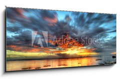 Obraz 1D panorama - 120 x 50 cm F_AB50029549 - Crpuscule sur le lagon de La Runion. - Crpuscule sur lagon de La Runion.