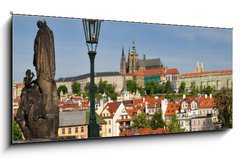 Obraz 1D panorama - 120 x 50 cm F_AB50221241 - Prague, Charles bridge, Vltava river, St. Vitus cathedral