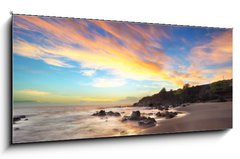 Sklenn obraz 1D panorama - 120 x 50 cm F_AB50366306 - Plage au crpuscule   Piton St-Leu, La Runion.