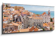 Sklenn obraz 1D panorama - 120 x 50 cm F_AB50939880 - Panoramic of Alfama rooftops, Lisboa, Portugal