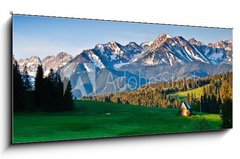 Sklenn obraz 1D - 120 x 50 cm F_AB51085386 - Polish Tatra mountains panoram in the morning