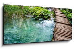 Sklenn obraz 1D panorama - 120 x 50 cm F_AB52320562 - Wooden Bridge - Devn most