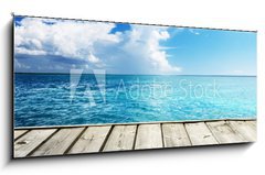 Obraz   Caribbean sea and wooden platform, 120 x 50 cm