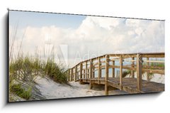 Obraz 1D panorama - 120 x 50 cm F_AB53525706 - Boardwalk in the Beach Sand Dunes - Promenda v plovch psench dunch