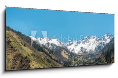 Obraz 1D - 120 x 50 cm F_AB53630622 - Nature of  mountains,  snow, road on Medeo in Almaty, Kazakhstan - Proda hory, snh, silnice na Medeo v Almaty, Kazachstn