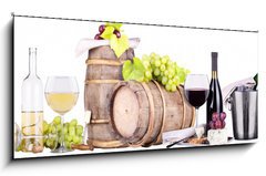 Obraz 1D panorama - 120 x 50 cm F_AB54361772 - champagne, red and white wine - ampask, erven a bl vno