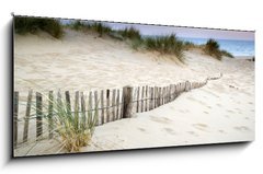 Obraz 1D panorama - 120 x 50 cm F_AB54417902 - Grassy sand dunes landscape at sunrise