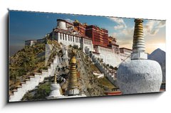 Sklenn obraz 1D - 120 x 50 cm F_AB57727325 - The Potala Palace in Tibet during sunset - Palc Potala v Tibetu pi zpadu slunce