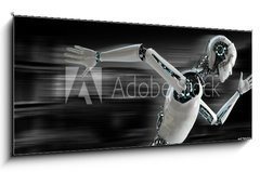 Sklenn obraz 1D panorama - 120 x 50 cm F_AB57973236 - robot android runnning speed concept