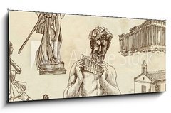 Obraz 1D panorama - 120 x 50 cm F_AB58716333 - Traveling: GREECE, part 3 - Collection of an hand drawings.