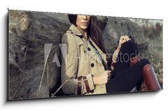 Obraz 1D panorama - 120 x 50 cm F_AB58750252 - Fashion woman outdoor