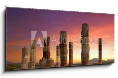 Skleněný obraz 1D - 120 x 50 cm F_AB59083059 - Toltec Sculptures in Tula, Mexico - Toltec sochy v Tule, Mexiko