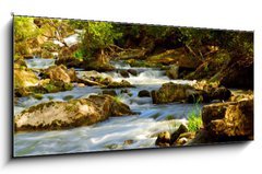 Sklenn obraz 1D panorama - 120 x 50 cm F_AB5922366 - Water rushing among rocks in river rapids in Ontario Canada - Voda spch mezi skalami v ekch v Ontariu v Kanad