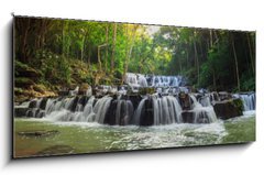 Sklenn obraz 1D panorama - 120 x 50 cm F_AB59695973 - forest waterfall at National Park, Panorama - lesn vodopd v Nrodnm parku Panorama